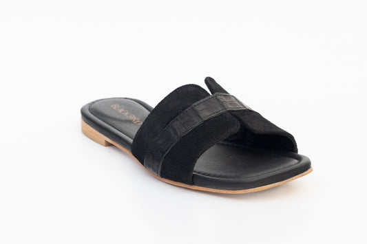 Alaina Natural Nubuck Leather / Black Leather